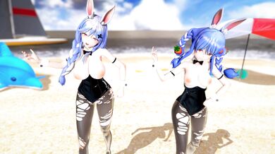 "[4K MMD] Strip Video - Pekora x Pekora - Mother Heart Pie Dance Hall."