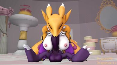 'Gargomon and Renamon go down on each other during an intense orgy'