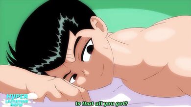 Rewritten as: "Yusuke, X and Hiei are in a hot lactation session!"