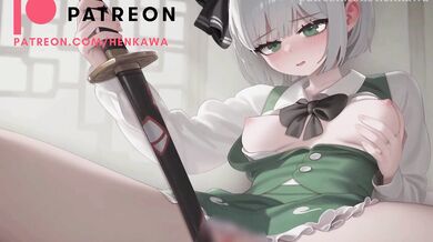 "The Tentacle Temptress and the Miko Masturbate with a Majestic Blade"