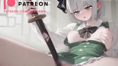 "The Tentacle Temptress and the Miko Masturbate with a Majestic Blade"
