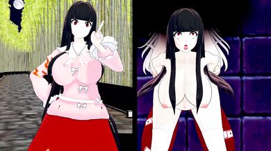 Rewritten as: A futa fucks a mysterious woman in the shadows.