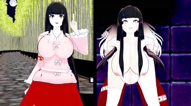 Rewritten as: A futa fucks a mysterious woman in the shadows.