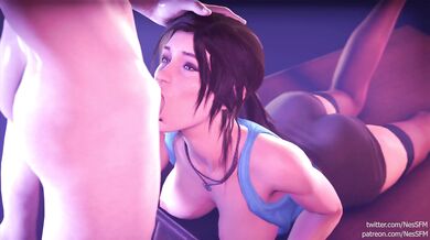 Sailor Moon Cums in Her Mouth as Lara Croft Gives Her a Blowjob on Nessfm