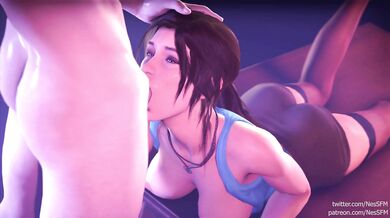 Sailor Moon Cums in Her Mouth as Lara Croft Gives Her a Blowjob on Nessfm