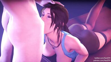 Sailor Moon Cums in Her Mouth as Lara Croft Gives Her a Blowjob on Nessfm