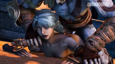 The Spartan Warrior, Kratos, and His Rough Sexual Encounter With the Beautiful Japanese Maiden, Kushishekku