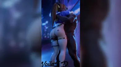 Blazblues Kasumi Gets a Sweet and Sexy Thigh Job from Her Servant Nana (H-Animated)
