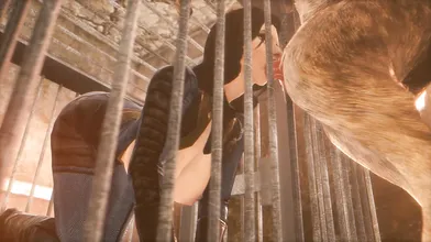Elizabeth gets wild with a dog in a cage (Bitch in a Cage LH)