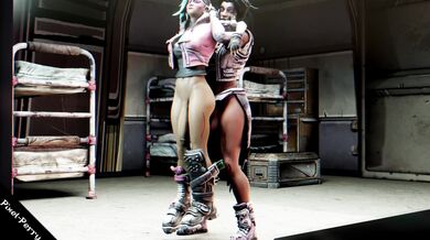 Rainbow Bunker Lesbians: Lorelei and Amaras Borderlands 3 Adventure in Pixelated Porn