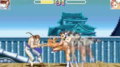 Chun-Li challenges Ryona, the Bride of the Dragon, to a heated battle in this hot hentai video