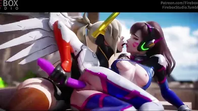 Infinite Dildos! DVa and Mercy go head-to-head with their favorite toys, in this epic firefight of pleasure!
