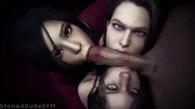 Ada and Jill Join Claire for a Night of Hentai Threesome Fun!
