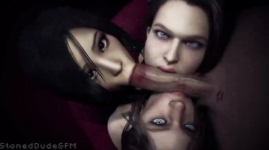 Ada and Jill Join Claire for a Night of Hentai Threesome Fun!