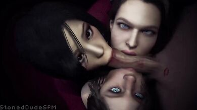 Ada and Jill Join Claire for a Night of Hentai Threesome Fun!
