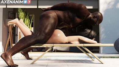 In the scorching summer heat, Tifa enjoys a steamy outdoor fuck session in the garden of her mansion