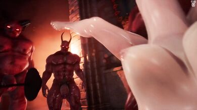 A sleepy princess battles the red team in a magical forest, while an elven archer watches on in lustful anticipation