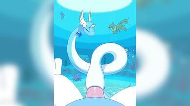 A horny dragon and a sexy water pokemon have wild monster sex in the deep blue sea!