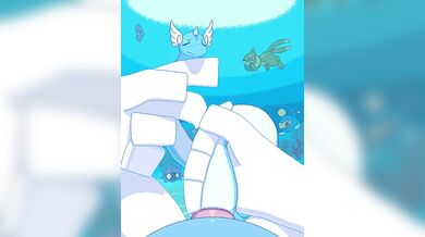 A horny dragon and a sexy water pokemon have wild monster sex in the deep blue sea!