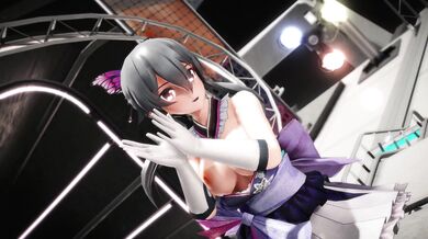 Bare bear bouncing on Yahagi and Kais dance pole in 000MMD