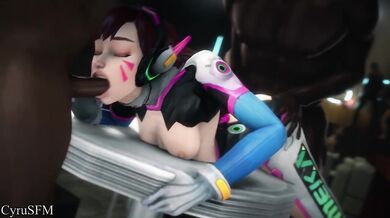 Sexy Overwatch Hero Dva gets Blacked and Cyber-Raped in a Secret Fantasy Mansion!