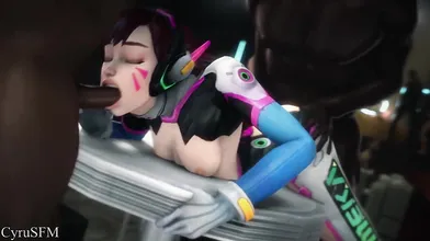 Sexy Overwatch Hero Dva gets Blacked and Cyber-Raped in a Secret Fantasy Mansion!