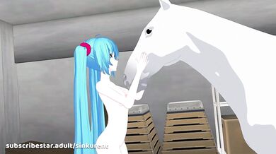 Miku the Robot Girl takes on a Horse-Sized Dildo in Part 1 of her Pornographic Adventure!