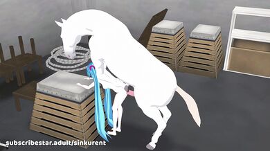 Miku the Robot Girl takes on a Horse-Sized Dildo in Part 1 of her Pornographic Adventure!