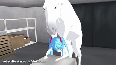 Miku the Robot Girl takes on a Horse-Sized Dildo in Part 1 of her Pornographic Adventure!