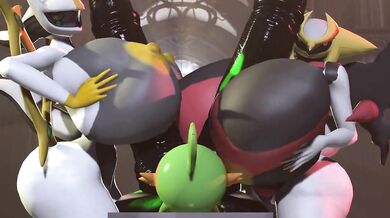 Female Arceus and Gratina VS Mudkips HYPER penis!