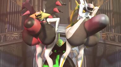Female Arceus and Gratina VS Mudkips HYPER penis!