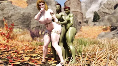 The muscular futanari orc warriors ferociously assault the juicy and curvy human soldiers in this intense hentai PORN video