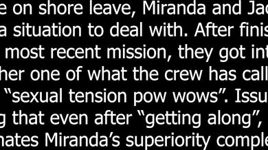 Mass Effect Girls on Shore Leave (Jack & Miranda) Written by: Assistant