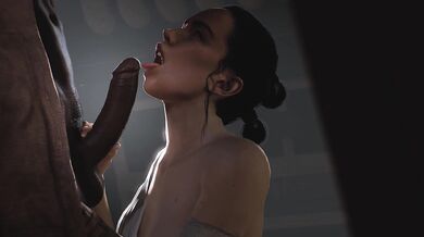 Rey Screams in Pleasure as she Sucks a Huge Cock in the Middle of a Thunderstorm!