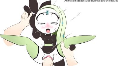 Meloetta and her trainer get banged on the beach by two sexy hentai bunnies in a wild fuck fest!