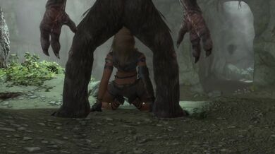 A hot woman finds herself getting fucked hard by a furry creature in the woods