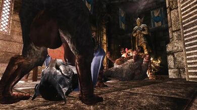 The Two Khajiits were in the Temple, when suddenly two ratfuckers barged in and began their sinful deeds