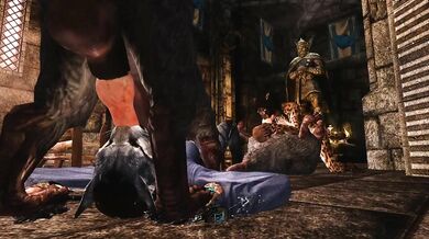 The Two Khajiits were in the Temple, when suddenly two ratfuckers barged in and began their sinful deeds