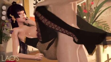 Laid out and fucked by Nyotengu on the dining table, Laosduude gets his fill