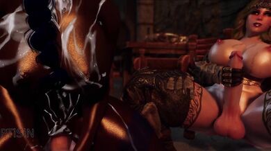 The Naughty Maid Got Fucked By Two Horny Futanari Demons In The Dungeon - Part 2