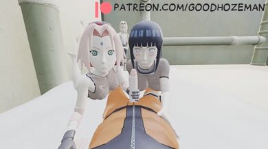 The sexy Sakura, busty Hinata and horny Naruto [Goodhozeman] team up for an unforgettable night of passion!