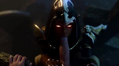 Sexy demon slayer gets a deep throat blowjob from Sage of Osiris