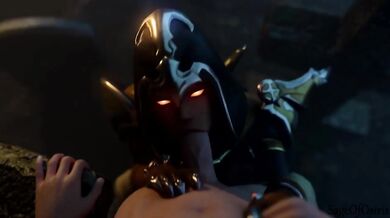 Sexy demon slayer gets a deep throat blowjob from Sage of Osiris