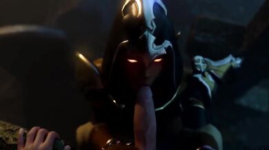 Sexy demon slayer gets a deep throat blowjob from Sage of Osiris