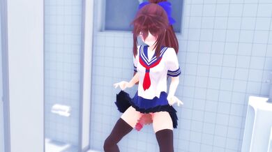 Watch the hot steamy scene of a futa named Hikari who takes her urine in a public bathroom