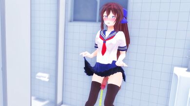 Watch the hot steamy scene of a futa named Hikari who takes her urine in a public bathroom