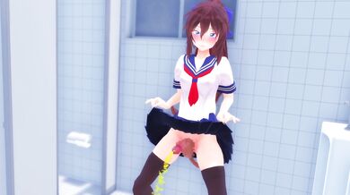 Watch the hot steamy scene of a futa named Hikari who takes her urine in a public bathroom