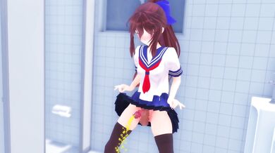Watch the hot steamy scene of a futa named Hikari who takes her urine in a public bathroom