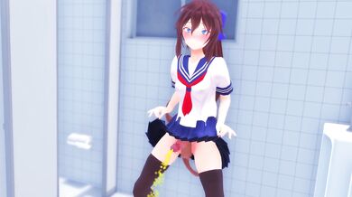 Watch the hot steamy scene of a futa named Hikari who takes her urine in a public bathroom
