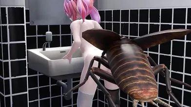 Sexy insect girl Liya gets fucked by a man in the forest while being watched by a group of insects